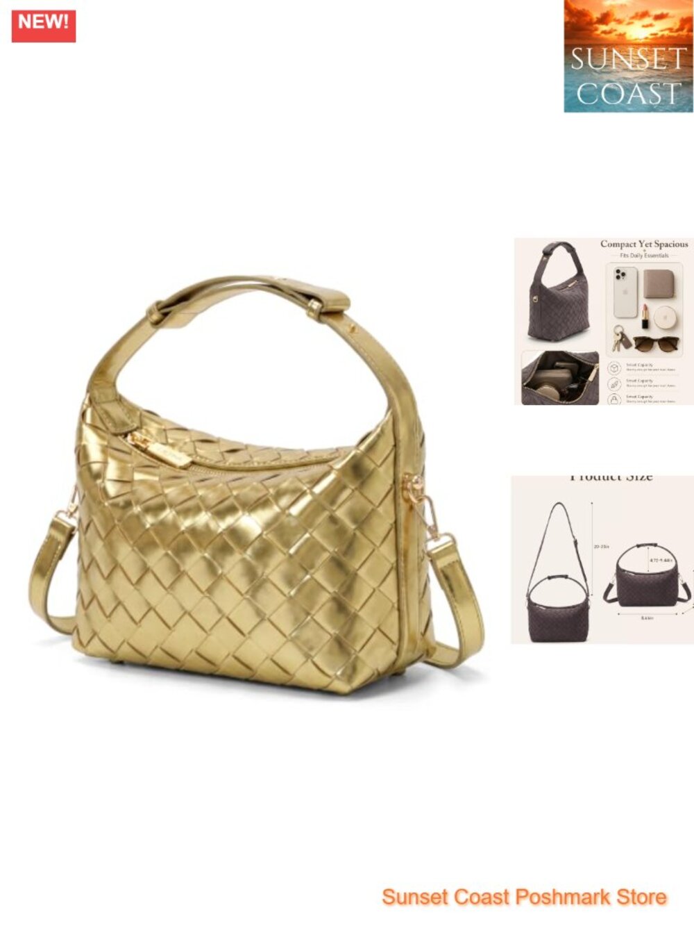Hand-Woven Faux Suede Hobo Shoulder Bag Vegan Leather